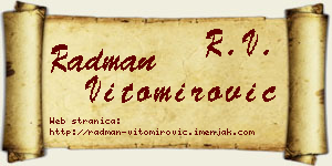 Radman Vitomirović vizit kartica